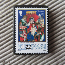 マン島　クリスマス切手ブローチ9140 1枚目の画像