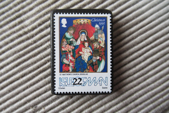 マン島　クリスマス切手ブローチ9140 1枚目の画像