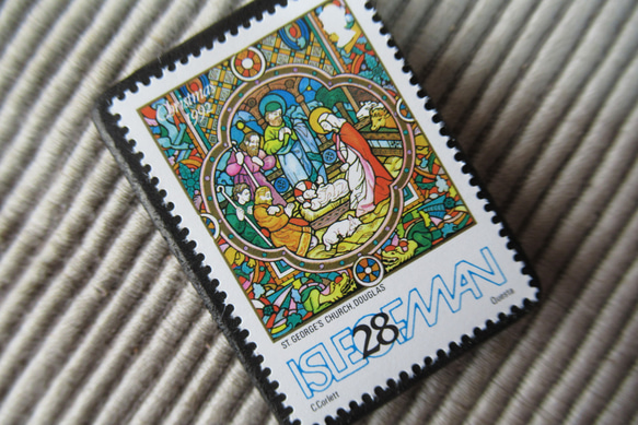 マン島　クリスマス切手ブローチ9141 2枚目の画像