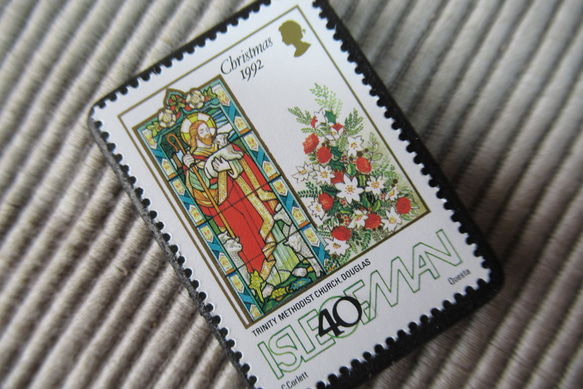 マン島　クリスマス切手ブローチ9143 2枚目の画像