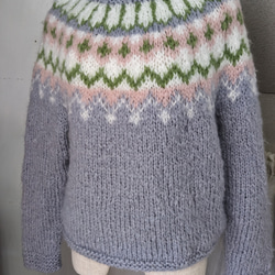 手編みモヘヤ丸ヨークセーター 1枚目の画像