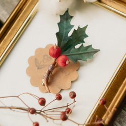 クリスマス の ヒイラギ 木の実ブローチ 12枚目の画像