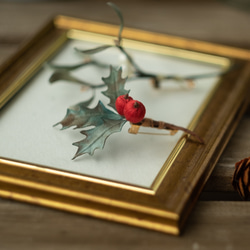 クリスマス の ヒイラギ 木の実ブローチ 5枚目の画像
