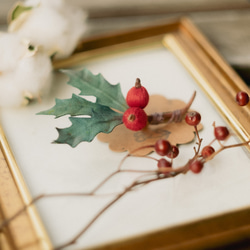 クリスマス の ヒイラギ 木の実ブローチ 9枚目の画像