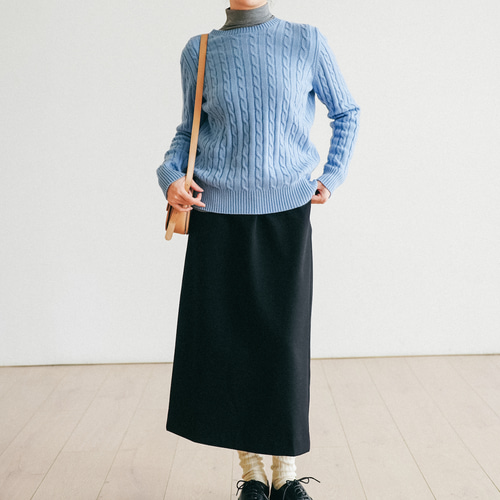 ☆即納☆なんとなくおしゃれ ケーブルニット ウール100％ 空色 231103