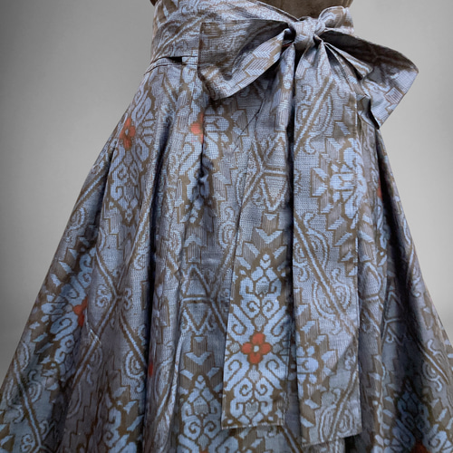 正絹 大島紬 フレアーワンピース 着物リメイク 大島紬 書道家