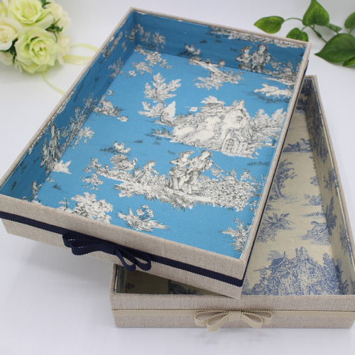 受注制作】フランス製トワルドジュイ♪ カルトナージュでB5サイズの