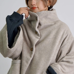 羊毛短外套/米色/碧樹紡織 第10張的照片