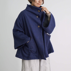 羊毛短外套/海軍藍/bishu紡織 第4張的照片