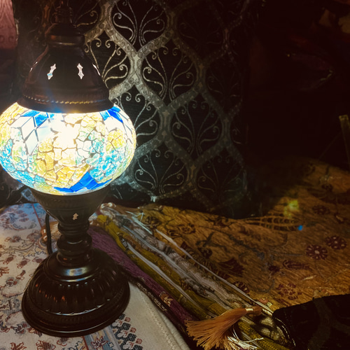 トルコモザイクランプ スタンドS（オリジナルデザインガラステーブル