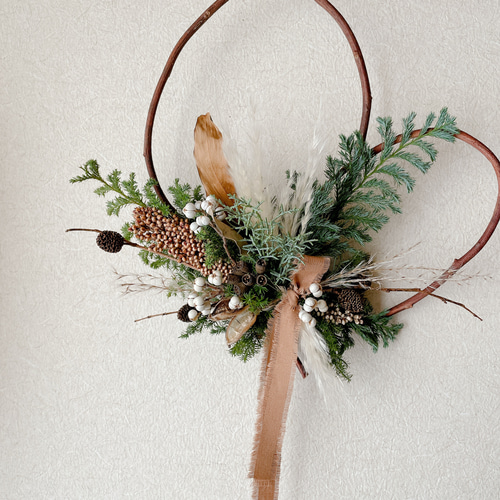 ドライフラワーリース　ほっこり系　リース　スワッグ クリスマスリース ハーフリース リース ドライフラワー ドライ