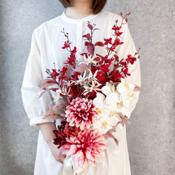 グリーン、イエロー、ホワイトのぴょんぴょんブーケ アーティ