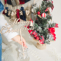 【 木製 ケーキトッパー 】Merry Christmas  英語 Xmas クリスマスフォト 飾り フォトプロップス 8枚目の画像