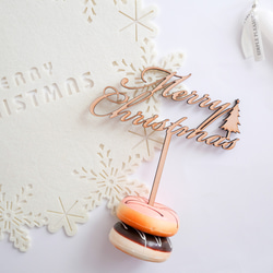 【 木製 ケーキトッパー 】Merry Christmas  英語 Xmas クリスマスフォト 飾り フォトプロップス 5枚目の画像