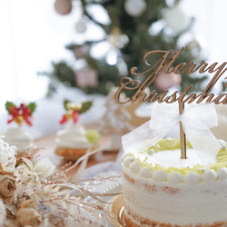 【 木製 ケーキトッパー 】Merry Christmas  英語 Xmas クリスマスフォト 飾り フォトプロップス 2枚目の画像