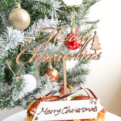 【 木製 ケーキトッパー 】Merry Christmas  英語 Xmas クリスマスフォト 飾り フォトプロップス 9枚目の画像