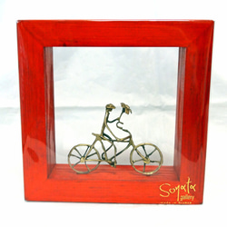 【新作】 花束を持ち自転車に乗る男 （ 壁掛け オブジェ ） 15X15X4 cm W80BR 8枚目の画像