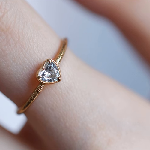 18金 ラボグロウンダイヤモンド リング ハートシェイプ 指輪 K18