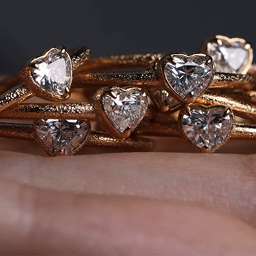 18金 ラボグロウンダイヤモンド リング ハートシェイプ 指輪 K18