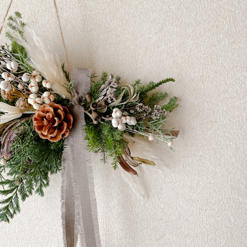 クリスマススワッグ 横長スワッグ ドライフラワー スワッグ 冬