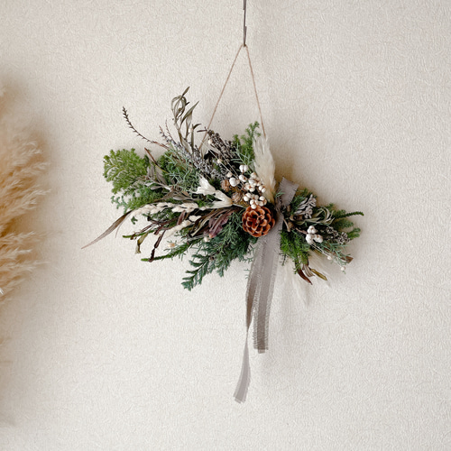 クリスマススワッグ 横長スワッグ ドライフラワー スワッグ 冬