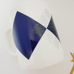 ポーセラーツ ハンドメイドマグカップアーガイル柄 ダイヤ柄 メタリックシルバー 5枚目の画像