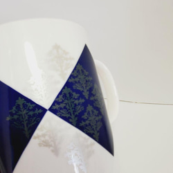 ポーセラーツ ハンドメイドマグカップアーガイル柄 ダイヤ柄 メタリックシルバー 6枚目の画像