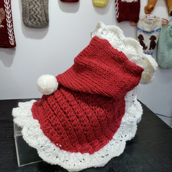 犬服♪赤白ケープボンボン付(SSサイズ)と(Lサイズ) 3枚目の画像