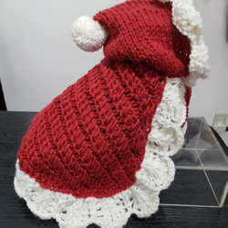 犬服♪赤白ケープボンボン付(SSサイズ用) 4枚目の画像
