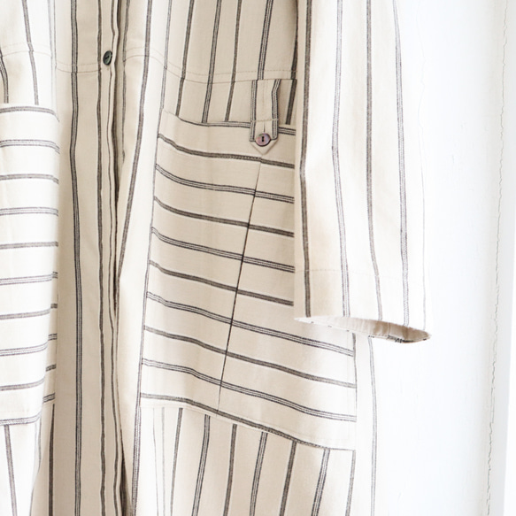 organic cotton pleats pocket dress (orange stripe) 9枚目の画像