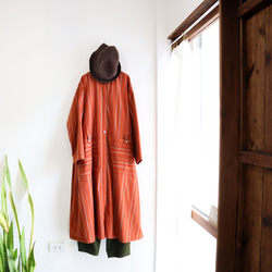organic cotton pleats pocket dress (orange stripe) 7枚目の画像