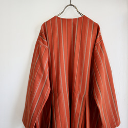 organic cotton pleats pocket dress (orange stripe) 5枚目の画像