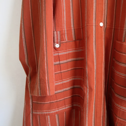 organic cotton pleats pocket dress (orange stripe) 3枚目の画像