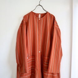 organic cotton pleats pocket dress (beige stripe) 9枚目の画像
