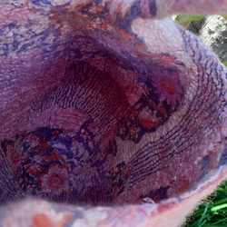 布フェルトBag　あかるい冬の夜  パープル ピンク色・花柄～（羊毛フェルト・インド綿・ブロックプリント) 11枚目の画像
