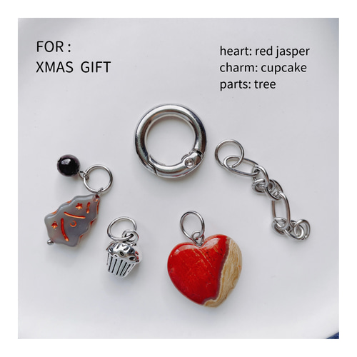 Merry X&#39;masハンドメイド キーホルダー メリージェム Merry Gem ベアモチーフチャーム ストラップ