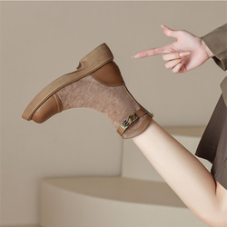 秋冬女式真皮鞋舒適短靴馬丁靴加毛內裡OK 22cm - 24.5cm #881⭐免運費⭐ 第5張的照片