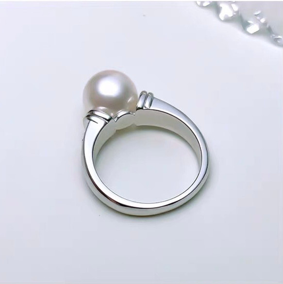 人工マザーオブパール 高炭素ダイヤモンド キラキラゴージャス ラグジュアリー リング 指輪 白 レトロ 人工真珠 3枚目の画像