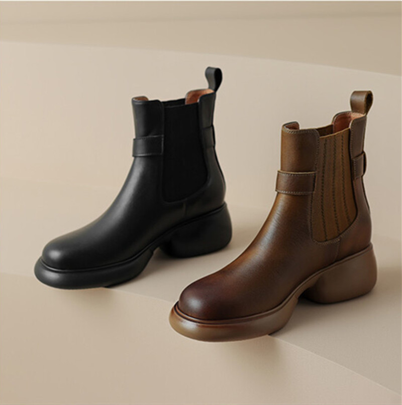 秋冬レディース本革靴シューズ快適ショートブーツマーティンブーツ内ウール追加OK22cm～25cm#882⭐配送無料⭐