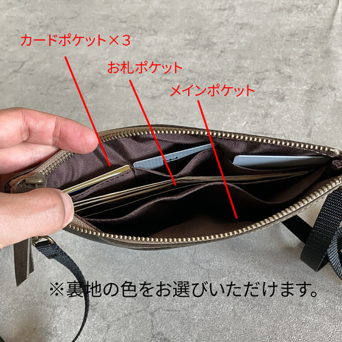 お札と小銭を自動仕分け☆本革お財布バッグ（オリーブ） ショルダー