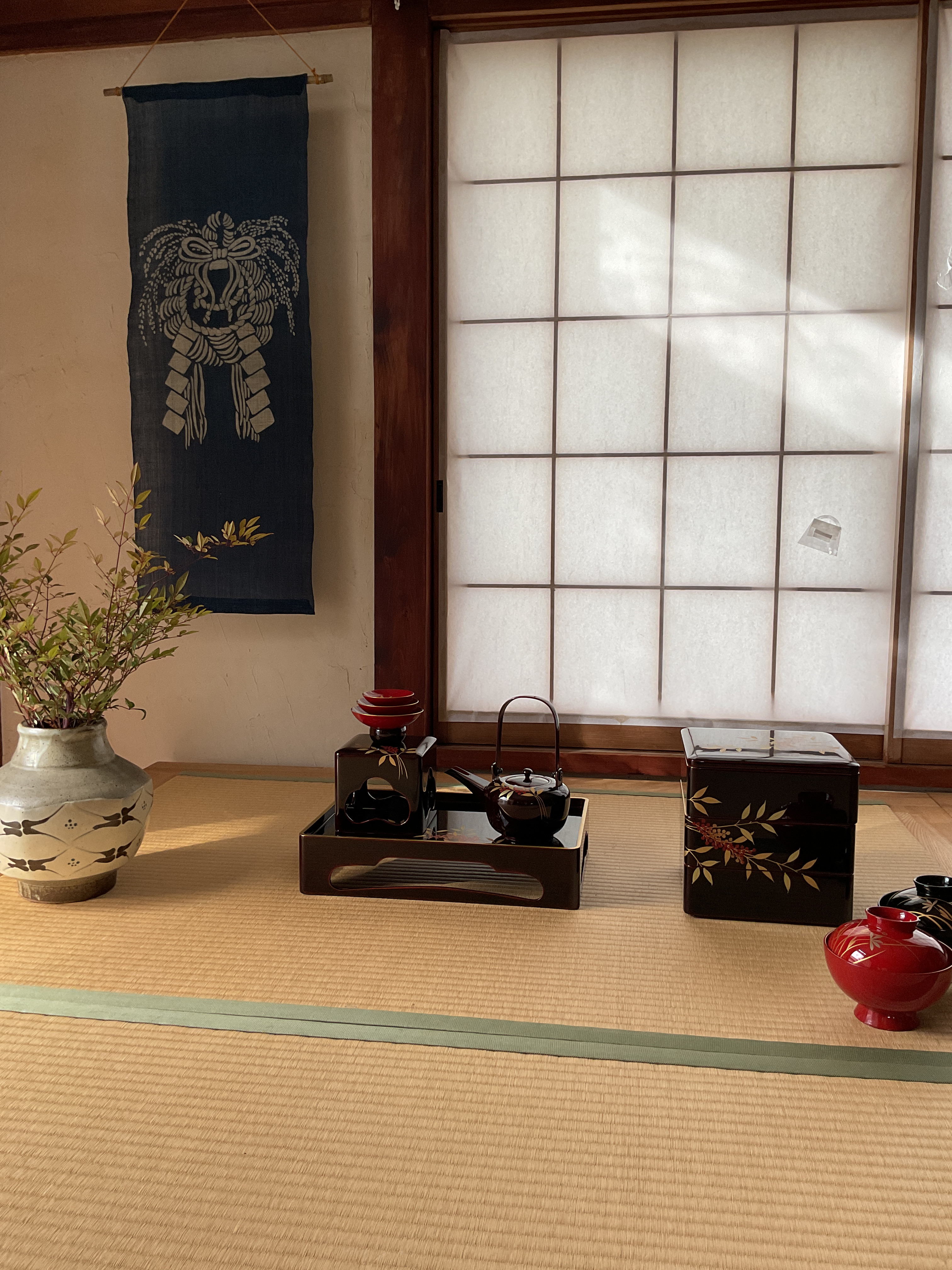 藍染　正月飾り　しめ縄　大