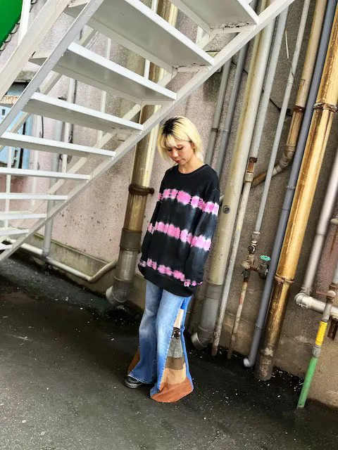 タイダイ スウェット トレーナー XL ブラック×ピンク HD20-62 7,647円