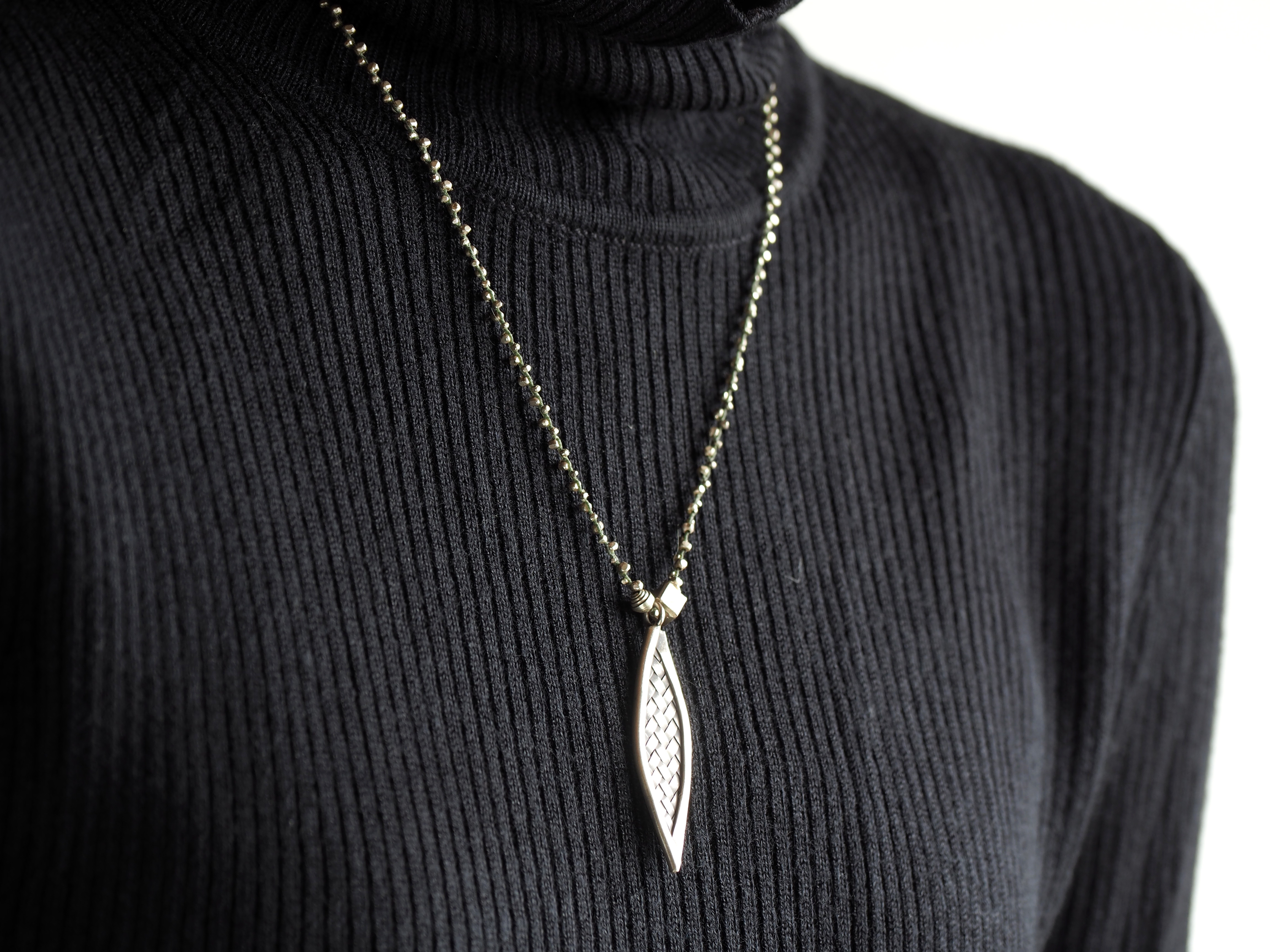 "straw knitting" silver pendant