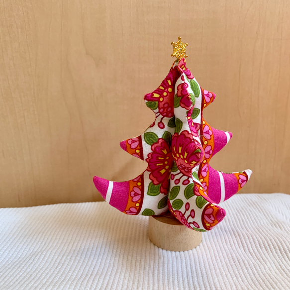 卓上 省スペース 小さい ツリー / クリスマスツリー アメリカン ピンク 花柄 4枚目の画像