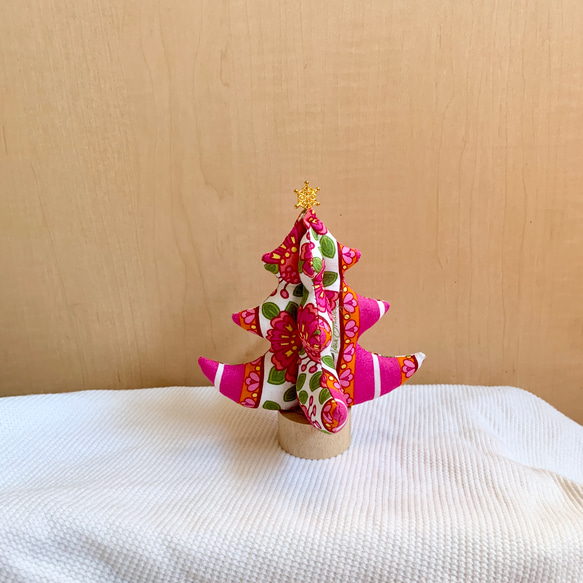 卓上 省スペース 小さい ツリー / クリスマスツリー アメリカン ピンク 花柄 3枚目の画像
