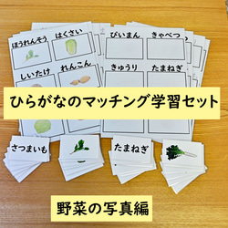 ひらがなのマッチングの学習セット　野菜の写真編　ひらがなを読む学習に 1枚目の画像