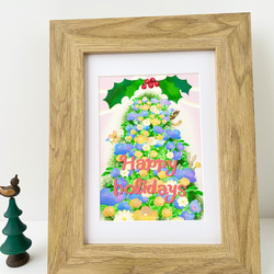 お花クリスマスツリー３枚クリスマスポストカード 7枚目の画像