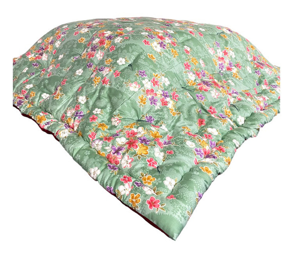 布団職人が作った 昔ながら 綿のこたつ布団 正方形 200×200cm グリーン