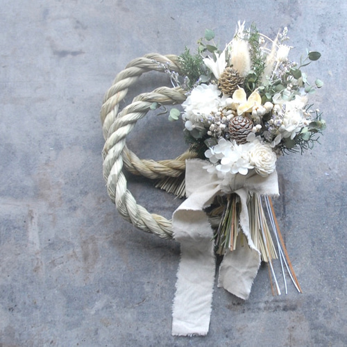 12月31日に発送致します】 2wayしめ縄リース＊2024~お花が取り外せる