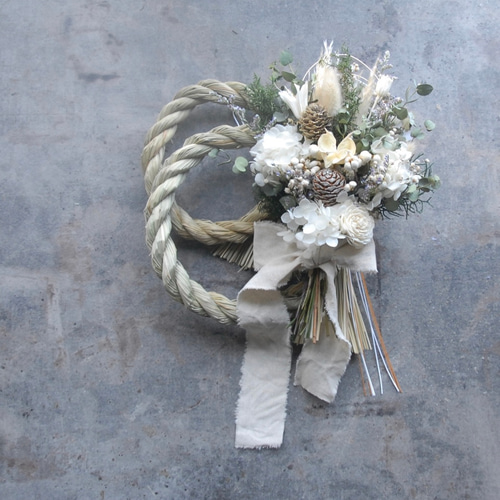 12月31日に発送致します】 2wayしめ縄リース＊2024~お花が取り外せる
